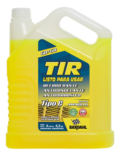 Bardahl Tir Amarillo Al 50% 4 L X 4 Unidades