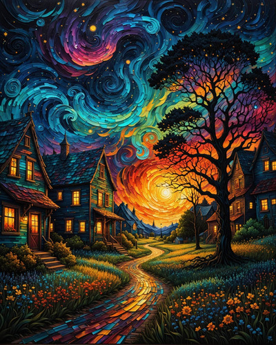 Kit De Pintura Por Números Nocturna Para Adultos Dd052