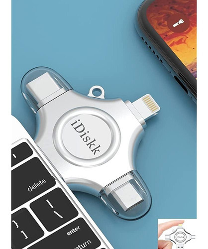Unidad Flash Idiskk Photo Stick, 4 Conectores En 1, 128 Gb
