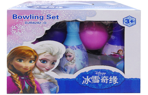 Set Bolos Frozen Con 6 Pinos Y 2 Pelotas Liso