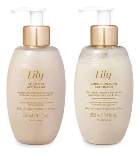 Combo Lily Acetinados: Shampoo 250ml + Condicionador 250ml