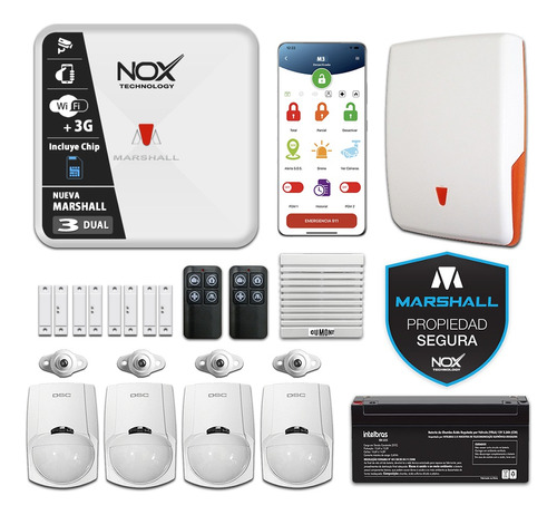 Kit Alarma Para Casa Marshall3 Gsm 3g Sirenas Celular Sirena