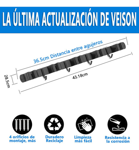 Organizador De Escobas Y Trapeadores,con 4ganchos Y 5estante
