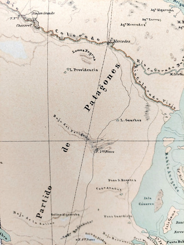 Mapa 1886 Buenos Aires Sudoeste Telegrafos Ferrocarriles (Usado)