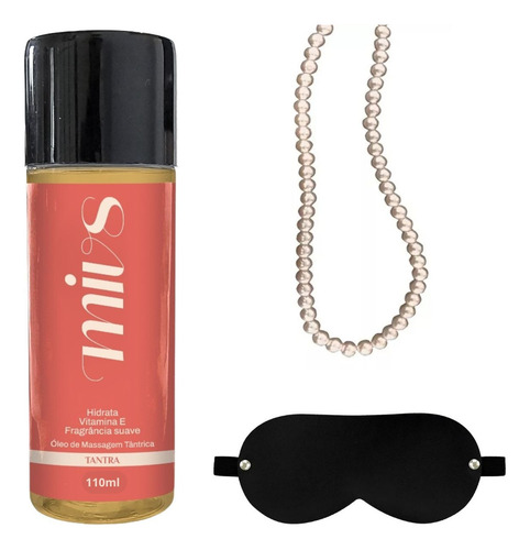 Óleo Massagem Corpórea Tântrica Com Venda E Colar Kit