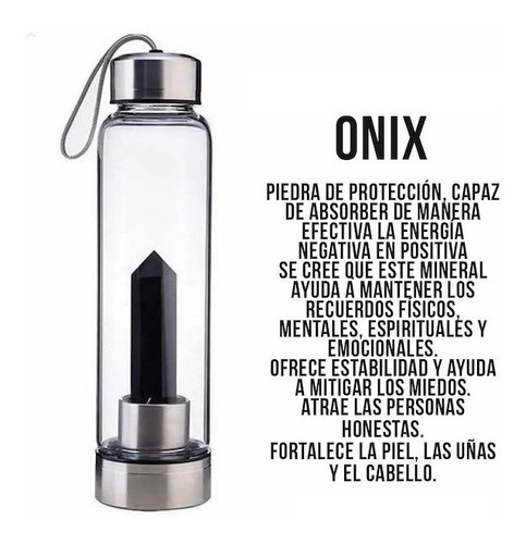 Botella Agua Vidrio Libre Bpa Piedra Ónix Limpia Energía
