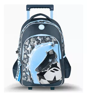 Mochila Footy Con Carro 18' Botin Con Luz F3241 Legitima Color Azul Diseño de la tela futbol botin