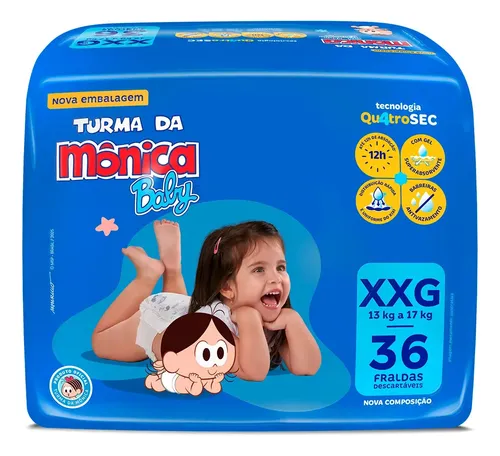Fralda Qu4trosec xxg 36u turma Da Mônica Baby Extra Extra Grande (xxg)