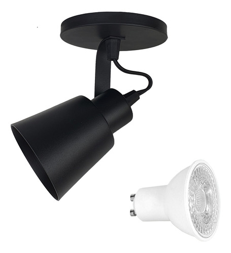 Spot Direcionável Cone Ø7cm + Lâmpada Dicroica Led M2488hclp Cor Preto