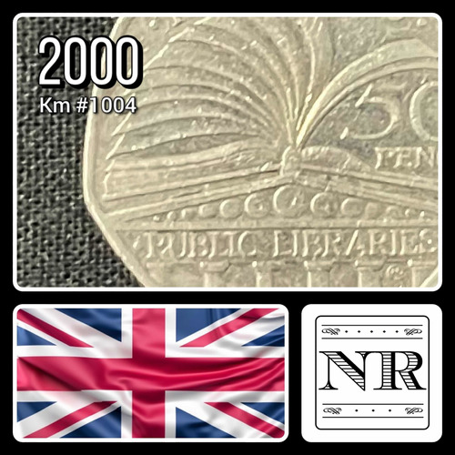 Inglaterra - 50 Pence - Año 2000 - Km #1004 - Bibliotecas