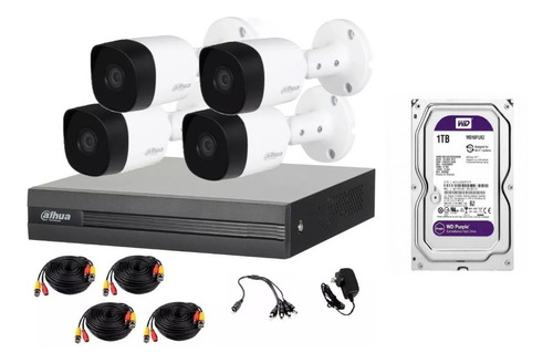 Kit Circuito Cerrado 4 Camaras 2mp Metalicas Dvr 1080p 1tb