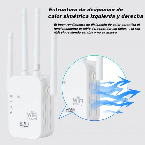 Amplificador Wifi Extensor Rango Repetidor Señal De 4 Antena 127v Color Blanco