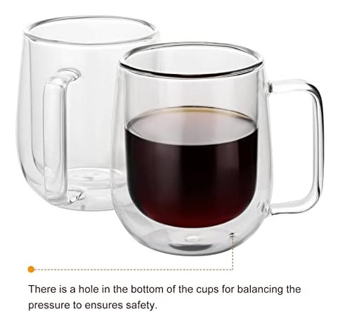 Etermeta - Juego De 2 Tazas De Café De Cristal Con Aislamien