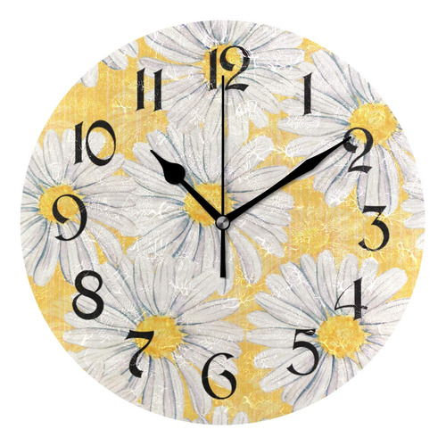 Tarity Reloj De Pared Con Diseño De Margaritas Y Flores, Fun