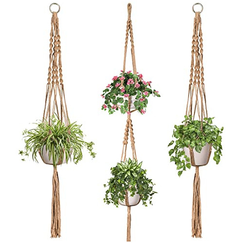 Juego De 3 Macrame Plant Hangers, Soporte De Macrame He...