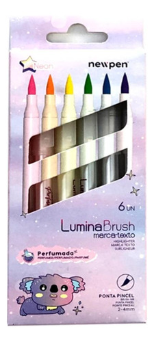 Marca Texto Newpen Lumina Brush Highlighter Neon 6 Cores