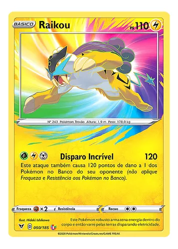 Carta Pokemon Raikou Lendário Voltagem Vívida