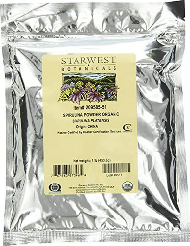 Polvo De Espirulina Orgánica Certificada Starwest Botanicals, Bolsa A Granel De 1 Libra