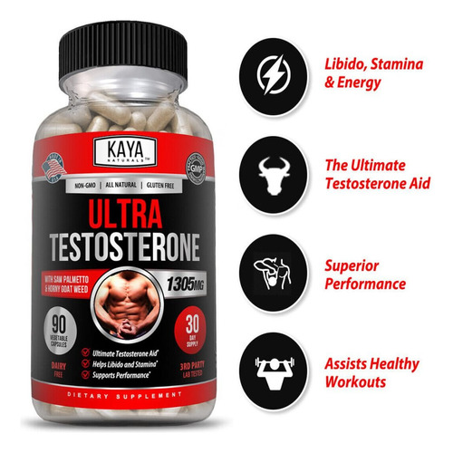 Testosterone Booster Ultra Kaya 90 Caps, 30 Serv Usa Import