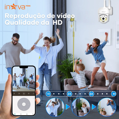 Câmera de Segurança Externa 2K PTZ com Visão 360°, Rastreamento Automático, WiFi 2.4G, Áudio Bidirecional, Visão Noturna em Cores e IP66 à Prova d'Água para Monitoramento Residencial