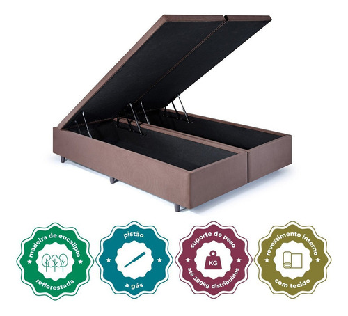 Cama Box Baú King 193 Cm X 203 Cm Marrom Gd