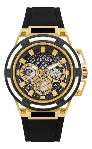Reloj Hombre Marca Guess Original Relojes Pulsera Color de la correa Negro Color del bisel Dorado Color del fondo Negro