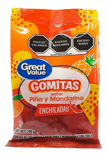 10 Pzas Dulces Great Value Sabor Piña Y Mandarina Enchilada