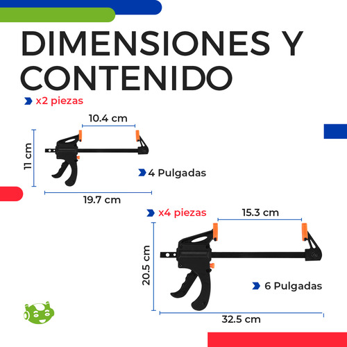 6 Pzs Prensa Sargento 4in Y 6in Con Ajuste Rápido Slim Company Abrazaderas De Riel Para Madera Carpintería