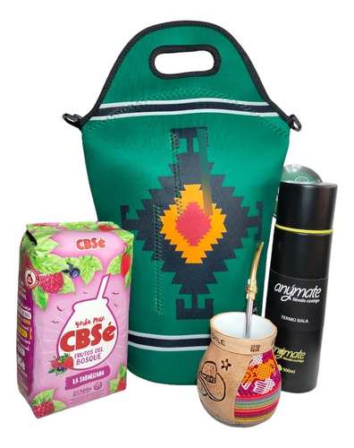 Set Mate + Yerba + Bombilla + Termo Y Bolso Matero Tesand