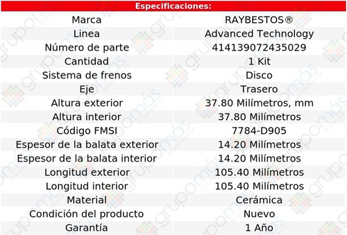 Balatas Ceramicas Traseras Raybestos At G35 Infiniti 03/05