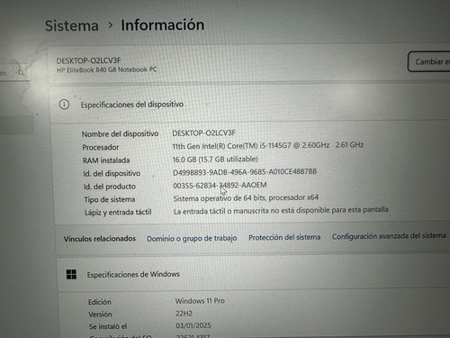 Portátil Hp Elitebook 840 G8 Core I5 16 Gb Ssd480 14 W10 Pro (Usado)