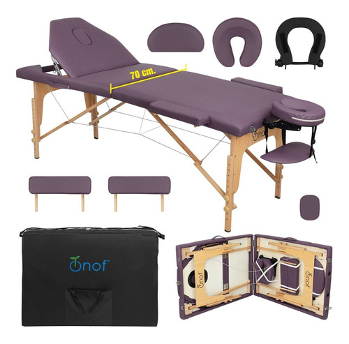 Cama De Masaje Plegable Portatil Reclinable Spa Profesional Color Morado