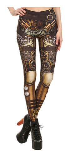 Leggins Retro Steampunk Para Mujer Con Estampado Cómico De C