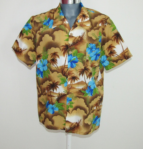 Camisa Hawaiiana Estampado Palmeras/ Floral T. Xl  1 Puesta