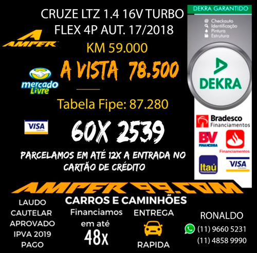 Cruze Ltz 1.4 16v Turbo Flex 4p Aut. 2017/2018 Completo B75
