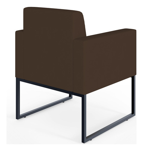 Kit 02 Poltronas Decorativas Sala e Recepção Base Fixa de Metal Helô L02 Suede Marrom