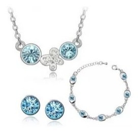 Dije, Collar Y Aretes Pulsera Cristal Swarov Elements Brillo