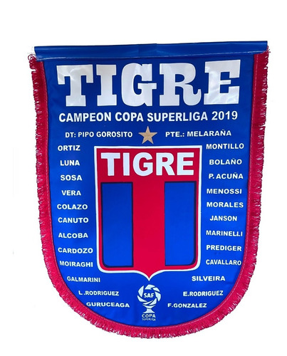 Banderin De Futbol Tigre Campeon Superliga 2019 49 X 36 Cm