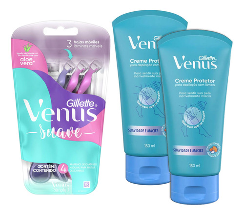 Combo Gillete Venus Crema Para Afeitar + Maquina Suave