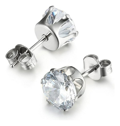 Aretes Zirconia Acero Inoxidable Hipoalergénico 6 Pares
