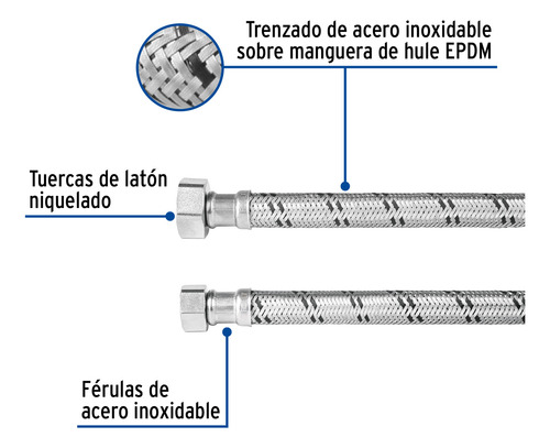 Manguera Para Boiler Acero Flexible 1/2''x3/4'' Foset 47425