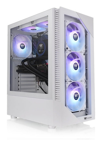 Gabinete Thermaltake View 200 Snow Templado 3 Fan Argb