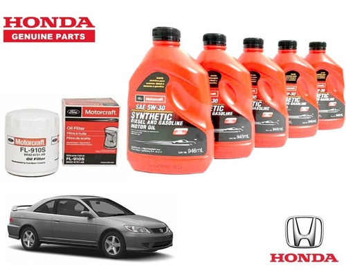 Kit 5w30 Sintético Honda Civic Coupe 1.7l 2002 Original