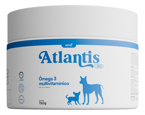 Atlantis Ômega 3-6-9 Tabletes Peixe Cães/gatos Petvi