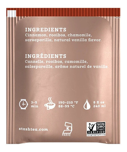 Te Stash Rooibos Te Rojo Canela Vainilla Cinnamon Organico