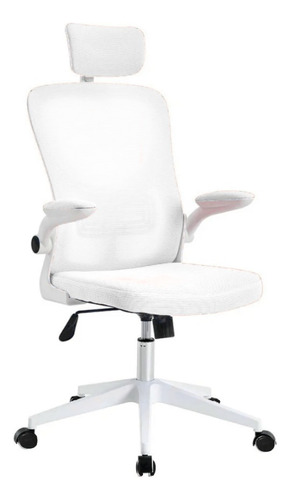 Silla Pc Apoyabrazos Movible Apoyacabeza Ergonómica Blanco