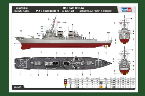 Uss Cole Ddg-67 Kit De Construcción Hobby Boss Barco Modelo