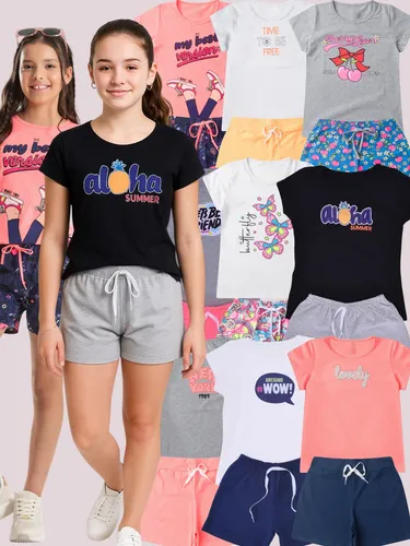 Kit 10 Peças 10 16 Anos Bermuda E Blusa Menina Infantil Moda