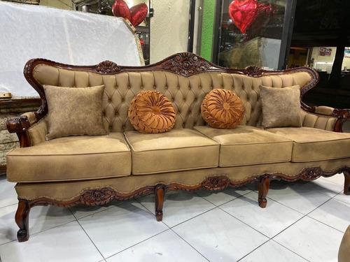 Sofa Luis Xv Modelo Imperial 4 Plazas Madera De Cedro