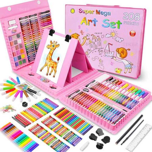 Set De Arte Kit De Dibujo Lápices Marcadores Teker 208pcs